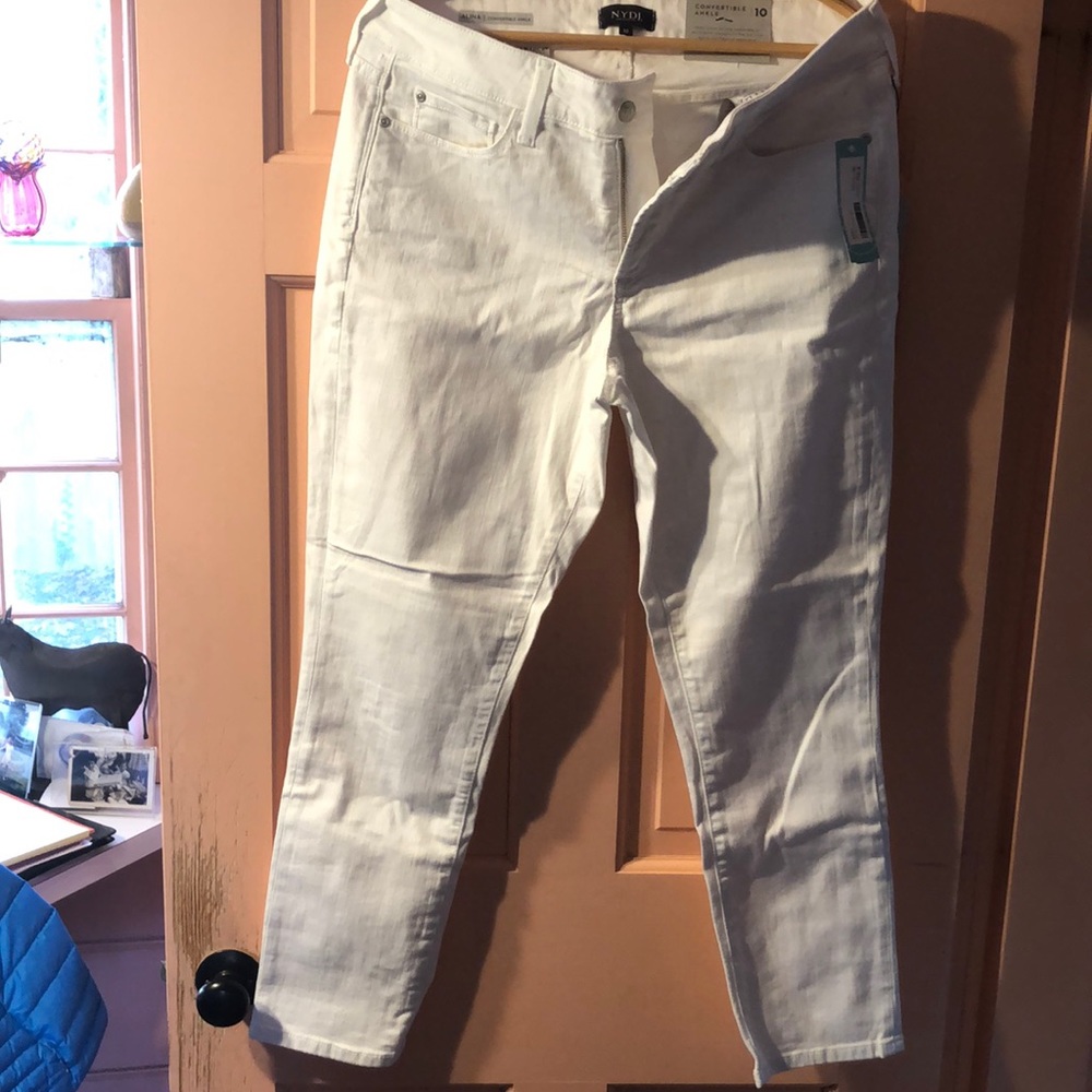 White Alina NYDJ convertible ankle jeans